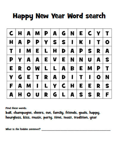 Happy New Year Word Search
