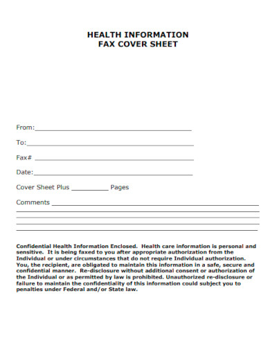 Health Information Fax Cover Sheet