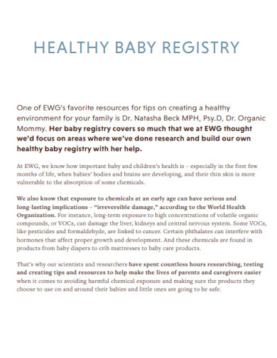 Healthy Baby Registry