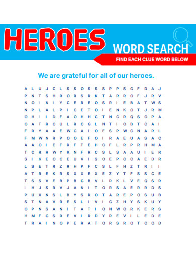 Heroes Word Search
