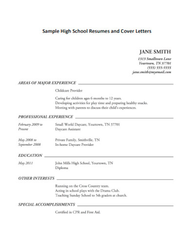 High School Resumes and Cover Letters