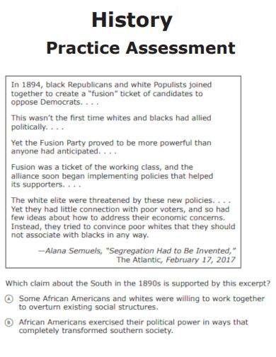 History Practice Assessment