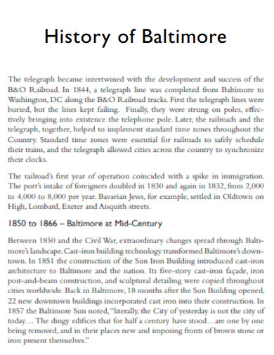 History of Baltimore