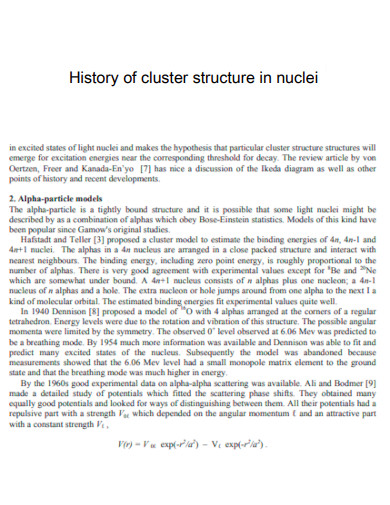 History of Cluster Structure in Nuclei
