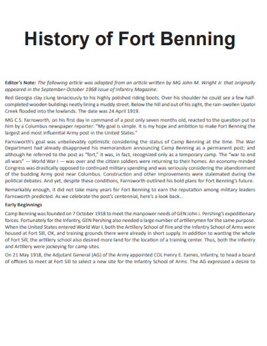History of Fort Benning