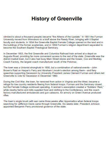 History of Greenville