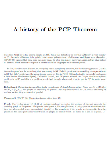 History of PCP Theorem