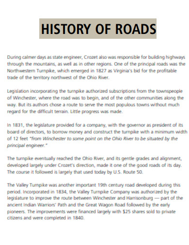 History of Road