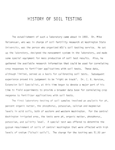 History of Soil Testing