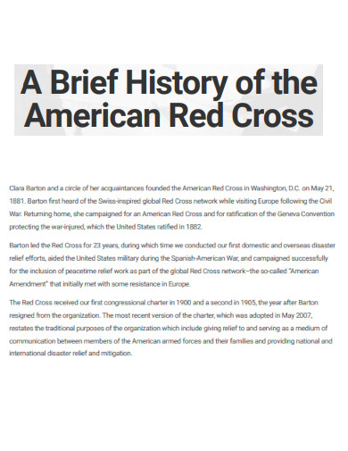 History of The American Red Cross