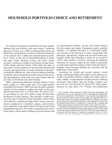Household Portfolio Choice and Retirement