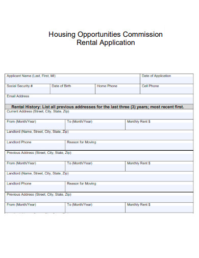 Housing Opportunities Commission Rental Application