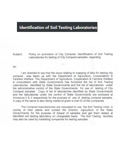 Identification of Soil Testing Laboratories