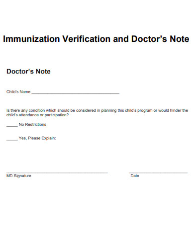 Immunization Verification and Doctor Note