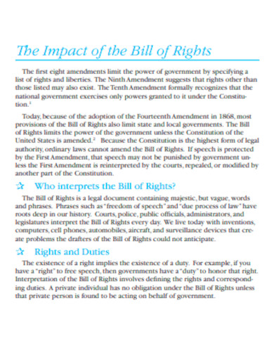 Impact of the Bill of Rights