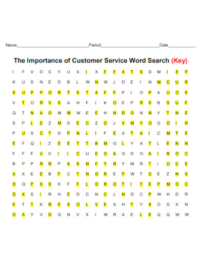 Importance of Customer Service Word Search