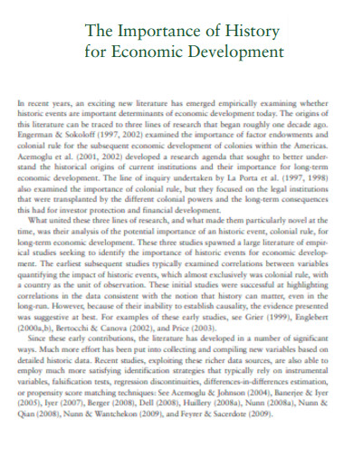 Importance of History for Economic Development