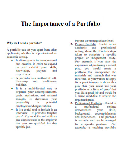 Importance of a Portfolio