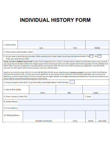 Individual History Form