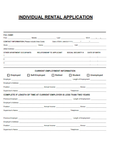 Individual Rental Application