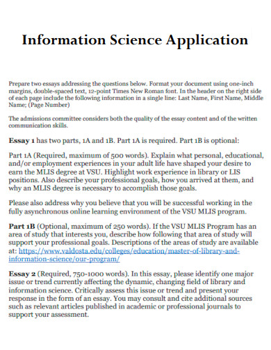 Information Science Application Essay