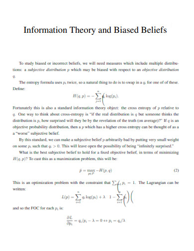 Information Theory and Biased Beliefs