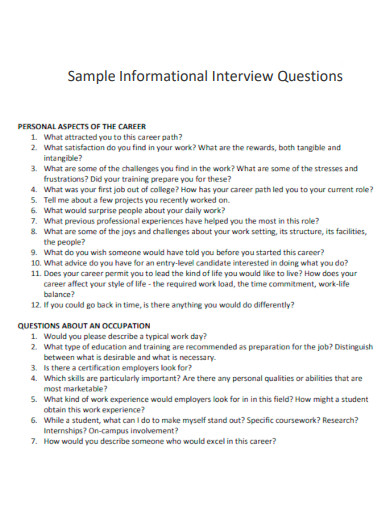 Informational Interview Questions