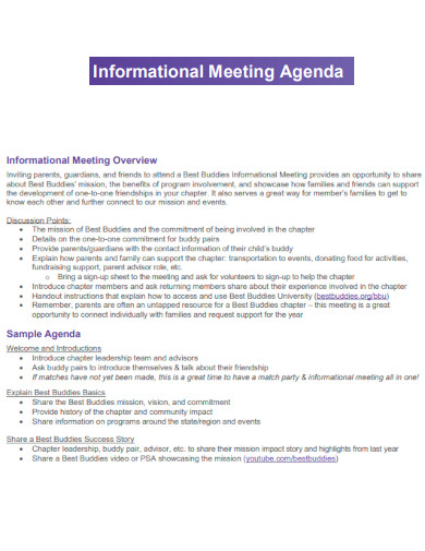Informational Meeting Agenda