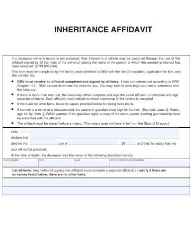 Inheritance Affidavit