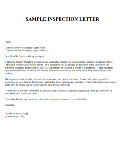 Inspection Letter