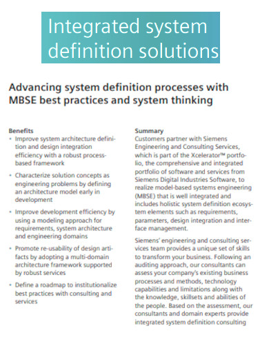Integrated System Definition Solution