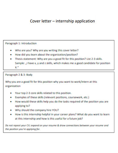 Internship Application Cover Letter