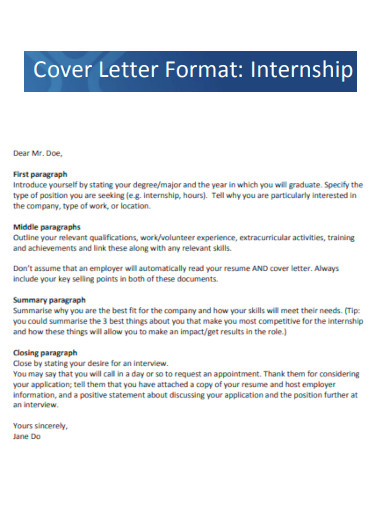 Internship Cover Letter Format
