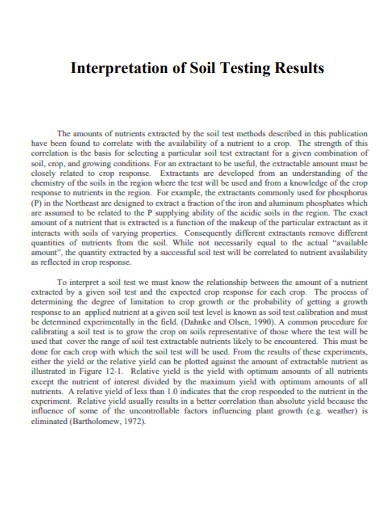 Interpretation of Soil Testing Result