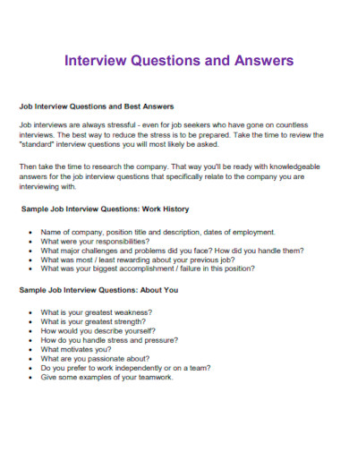 Interview Questions and Answers in PDF