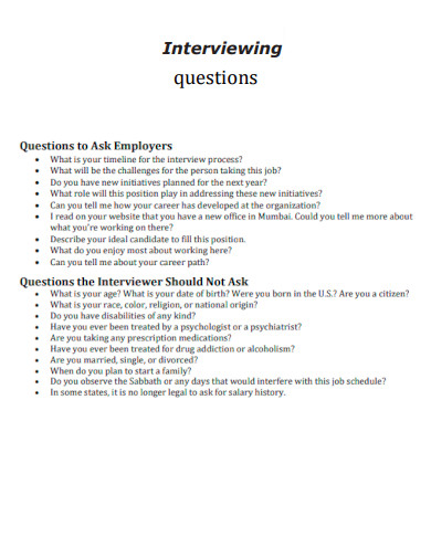 Interviewing Questions