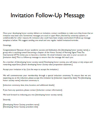 Invitation Follow Up Message