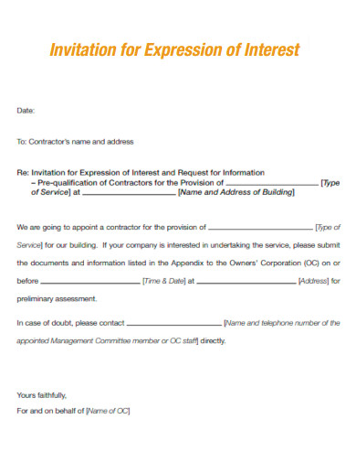 Invitation for Expression of Interest