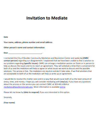Invitation to Mediate