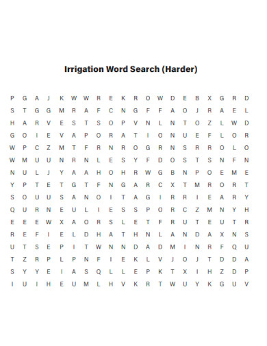 Irrigation Word Search