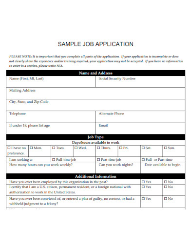 Job Application Sample
