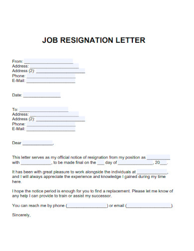 Job Resignation Letter