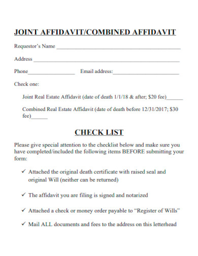 Joint Affidavit Combined Affidavit