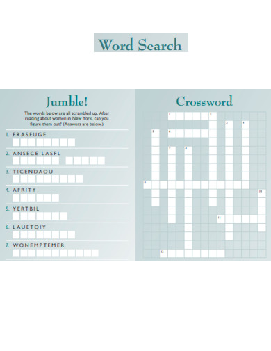 Jumble Word Search Crossword