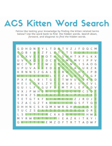 Kitten Word Search