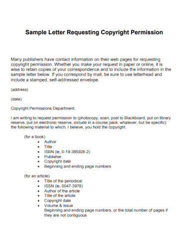 Letter Requesting Copyright Permission