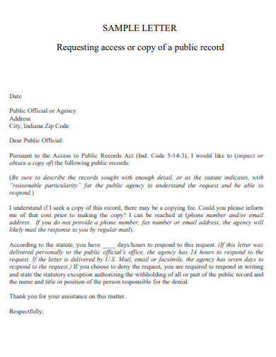 Letter Requesting access of a Public Record