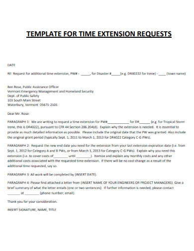 Letter for Time Extension Request