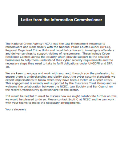 Letter from the Information Commissioner