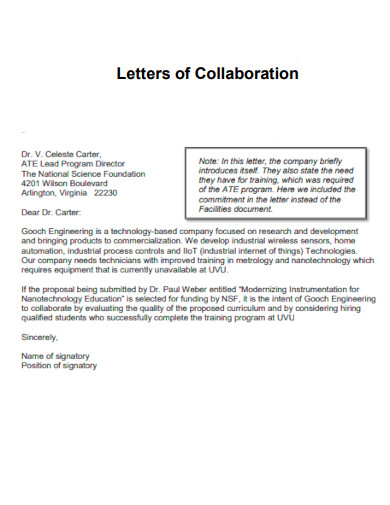 Letter of Collaboration